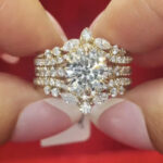 S925 3.0Ct 6 Prong Round Cut Engagement Ring with Enhancer Wedding Ring - Image 2