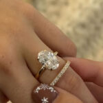 S925 5.0Ct Wedding Set Oval Cut Hidden Halo Engagement Travel Ring With Classic Half Eternity Thin Wedding Band