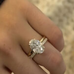 S925 5.0Ct Wedding Set Oval Cut Hidden Halo Engagement Travel Ring With Classic Half Eternity Thin Wedding Band - Image 3
