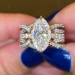 S925 3.0Ct Halo Marquise Cut Engagement Ring with Enhancer Wedding Ring - Image 2