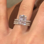 S925 5.0Ct Elegant Wedding Set Radiant Cut Engagement Ring Travel Ring With Radiant Cut Wedding Band