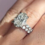 S925 6.0CT Oval Cut Engagement Ring in Sterling Silver with Classic Round Cut Half Eternity Thin Wedding Band - Image 2