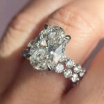 S925 6.0CT Oval Cut Engagement Ring in Sterling Silver with Classic Round Cut Half Eternity Thin Wedding Band - Image 4