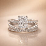 S925 3.5Ct Radiant Cut Engagement Ring in Sterling Silver with Classic X Criss Cross Wedding Band - Image 4