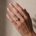 S925 Moissanite V-Shaped Crown Enhancer Wedding Band 18K Yellow Gold in Sterling Silver - Image 6