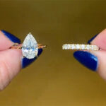 S925 4.0Ct solitaire Pear Cut Engagement Ring in Sterling Silver With Wedding Band - Image 3