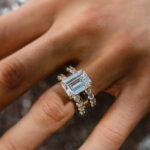 S925 4.5Ct Emerald Cut Wedding Ring Set With 3PC Open Wedding Bands