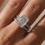 S925 Luxurious 7.0Ct Radiant Cut Engagement Ring in Sterling Silver with Classic Full Round Cut Wedding Band