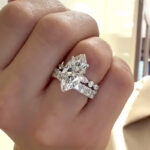S925 Sterling Silver 3.0Ct Marquise Cut Travel Engagement Ring with Half Wedding Band