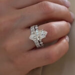 S925 Sterling Silver 3.0Ct Marquise Cut Travel Engagement Ring with Half Wedding Band - Image 4