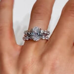 S925 4.0Ct Wedding Set Oval Cut Hidden Halo Engagement Ring With Eternity Round Cut Stackable Wedding Band