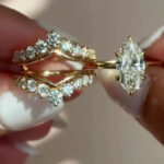 S925 4.0Ct Wedding Set Marquise Cut Hidden Halo Engagement Ring With Maxine Fashion Round Cut Jacket Wedding Band