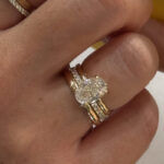 S925 4.0Ct Classic Oval Cut Engagement Ring in Sterling Silver with Simple Wedding Band