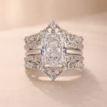 S925 4.5Ct Classic Radiant Cut Engagement Ring in Sterling Silver with Crown-Shaped Enhancer Wedding Band - Image 5