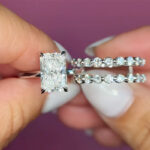 S925 Classic 4.5Ct Radiant Cut Engagement Ring in Sterling Silver with  Enhancer Wedding Band