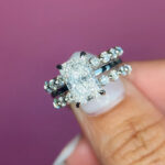 S925 Classic 4.5Ct Radiant Cut Engagement Ring in Sterling Silver with  Enhancer Wedding Band - Image 2