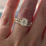 S925 Crushed Ice 5.0Ct Cushion Cut Engagement Ring in Sterling Silver with Wedding Band