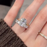 S925 Sterling Silver 3.0Ct Cushion Cut Engagement Ring with Eternity Wedding Band