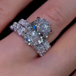 S925 Luxe 4.0Ct Oval Cut Engagement Ring in Sterling Silver with Wedding Band