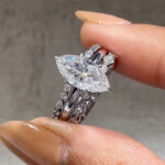 S925 4.0Ct Marquise Cut Hidden Halo Engagement Ring in Sterling Silver with 2PC Stackable Wedding Bands - Image 2