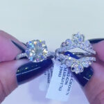 S925 Luxurious 4.0Ct Round Cut Engagement Ring in Sterling Silver with Crown Shaped Insert Wedding Band