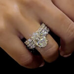 S925 Luxurious 4.5Ct Oval Cut Engagement Ring in Sterling Silver with Round Cut Half Eternity Wedding Band