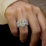 S925 Luxurious 4.5Ct Oval Cut Engagement Ring in Sterling Silver with Round Cut Half Eternity Wedding Band - Image 2