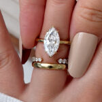 S925 Solitaire 4.0Ct Marquise Cut Hidden Halo Engagement Ring in Sterling Silver with Classic Open Wedding Band