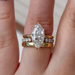 S925 Solitaire 4.0Ct Marquise Cut Hidden Halo Engagement Ring in Sterling Silver with Classic Open Wedding Band - Image 2