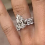 S925 Elegant 5.0Ct Pear Cut Engagement Ring in Sterling Silver with Classic Open Wedding Band - Image 3