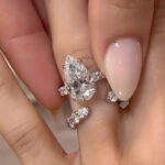 S925 Elegant 5.0Ct Pear Cut Engagement Ring in Sterling Silver with Classic Open Wedding Band - Image 2