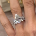 S925 Elegant 5.0Ct Pear Cut Engagement Ring in Sterling Silver with Classic Open Wedding Band