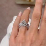 S925 Elegant 5.0Ct Pear Cut Engagement Ring in Sterling Silver with Open Wedding Band - Image 2