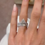 S925 Elegant 5.0Ct Pear Cut Engagement Ring in Sterling Silver with Open Wedding Band - Image 3