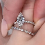 S925 Sterling Silver Elegant 2.0Ct Marquise Cut Engagement Ring with Marquise&Round Cut Wedding Band - Image 2