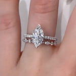 S925 Sterling Silver Elegant 2.0Ct Marquise Cut Engagement Ring with Marquise&Round Cut Wedding Band - Image 3