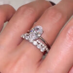 S925 Sterling Silver Solitaire 4.0Ct Oval Cut Hidden Halo Engagement Ring with Open&Half Round Cut Wedding Bands - Image 2