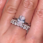 S925 Sterling Silver Solitaire 4.0Ct Oval Cut Hidden Halo Engagement Ring with Open&Half Round Cut Wedding Bands - Image 3