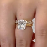S925 4.0Ct Cushion Cut Engagement Ring in Sterling Silver with Elegant Full Emerald Cut Wedding Band
