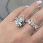 S925 Luxe 5.0Ct Pear Cut Engagement Ring Travel Ring in Sterling Silver with Pear Cut Wedding Band - Image 2