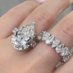 S925 Luxe 5.0Ct Pear Cut Engagement Ring Travel Ring in Sterling Silver with Pear Cut Wedding Band