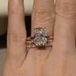 S925 Solitaire 6.5Ct Elongated Cushion Cut Engagement Ring in Sterling Silver with Classic Emerald Cut Wedding Band - Image 2