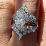 S925 4.5Ct Oval Cut Engagement Ring in Sterling Silver with 2PC Crown Shaped Curved Design Thin Stacking Wedding Band - Image 3