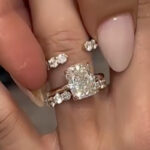 S925 Solitaire 4.0Ct Cushion Cut Engagement Ring with 0.7Ct Classic Open Wedding Band in Sterling Silver