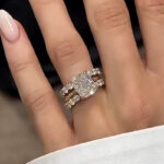 S925 Solitaire 4.0Ct Cushion Cut Engagement Ring with 0.7Ct Classic Open Wedding Band in Sterling Silver - Image 2