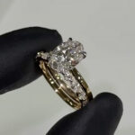 S925 Classic 4.0Ct Solitaire Oval Cut Hidden Halo Engagement Ring in Sterling Silver with 0.5Ct Elegant Marquise & Round Cut Wedding Band - Image 2