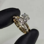 S925 Classic 4.0Ct Solitaire Oval Cut Hidden Halo Engagement Ring in Sterling Silver with 0.5Ct Elegant Marquise & Round Cut Wedding Band - Image 3