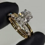 S925 Classic 4.0Ct Solitaire Oval Cut Hidden Halo Engagement Ring in Sterling Silver with 0.5Ct Elegant Marquise & Round Cut Wedding Band