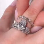 S925 Classic 4.0Ct Oval Cut Hidden Halo Engagement Ring in Sterling Silver with 3PC 1.75Ct Round Cut & 2.0Ct Emerald Cut Wedding Band - Image 3