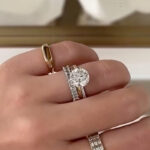 S925 Moissanite 4.0Ct Solitaire Round Cut Engagement Ring in Sterling Silver with Classic Wedding Band - Image 2